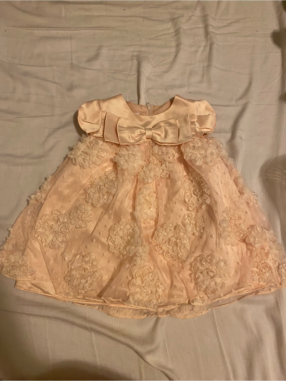 Bonnie Baby Pink Satin Baby Dress with Front Bow